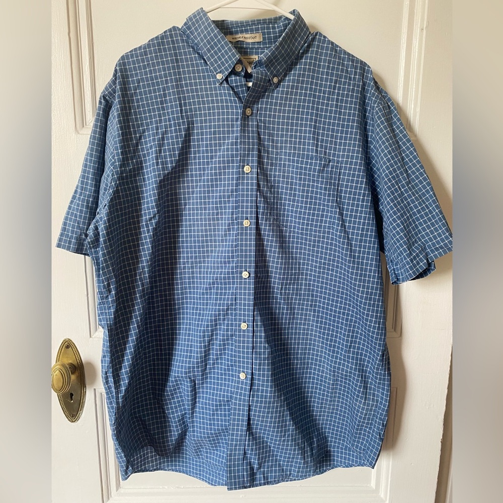 🌻L.L. Bean Men's Blue Checkered Short Sleeve Kennebunk Shirt